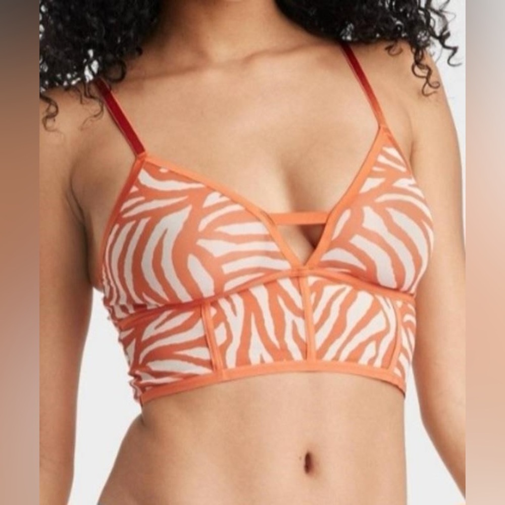 Auden Women's Orange & White Tiger Print Bralette – Size Medium (NWT)